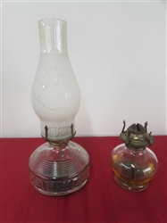 TWO NICE OLD HURRICANE STYLE OIL LAMPS