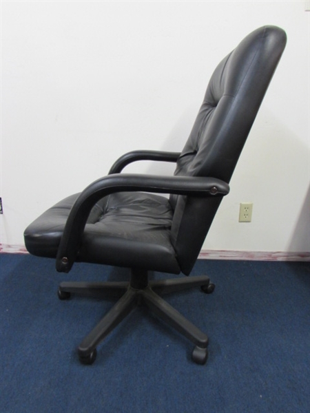 BLACK LEATHER HIGH-BACK LUXURIOUS OFFICE CHAIR