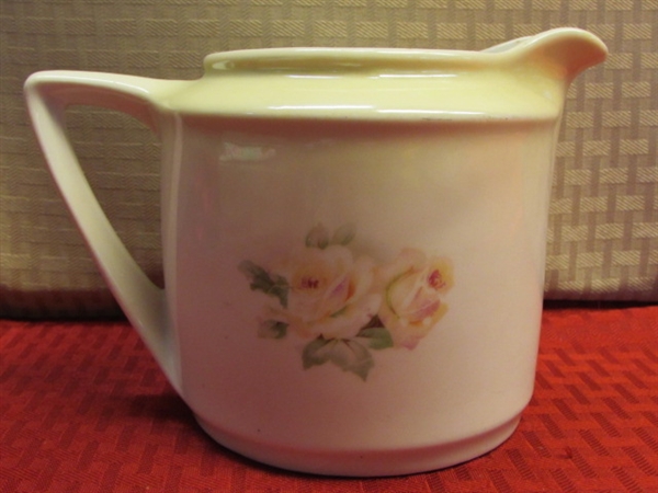 SOMETHING OLD & SOMETHING NEW - 3 CROWN CHINA PITCHER, VINTAGE JEWELRY, NEW CLOCK & MORE