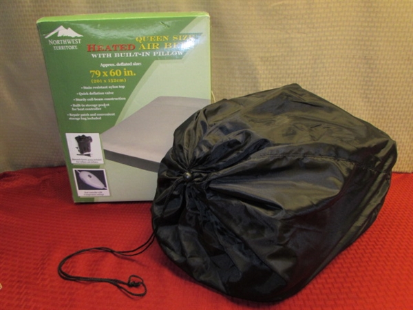 GREAT FOR CAMPING OR GUESTS - QUEEN SIZE HEATED AIR BED WITH BUILT IN PILLOW