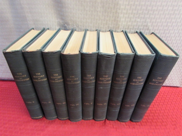 ANTIQUE NINE BOOK SET THE HISTORY OF OUR COUNTRY ILLUSTRATED, PUBLISHED IN 1918