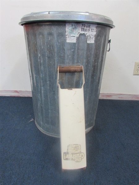 20 GALLON GALVANIZED TRASH CAN WITH CAN CRUSHER