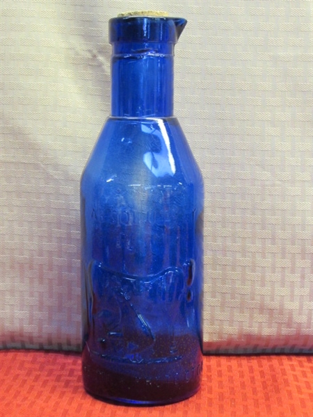 BEAUTIFUL BLUE - COBALT PICTURE GLASS MILK BOTTLE, VASE, BOWL, POTTERY MUG, INFUSER MUG & MORE 