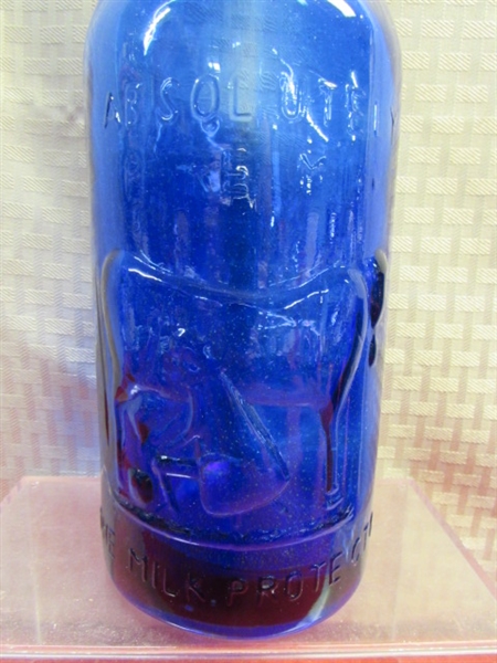 BEAUTIFUL BLUE - COBALT PICTURE GLASS MILK BOTTLE, VASE, BOWL, POTTERY MUG, INFUSER MUG & MORE 