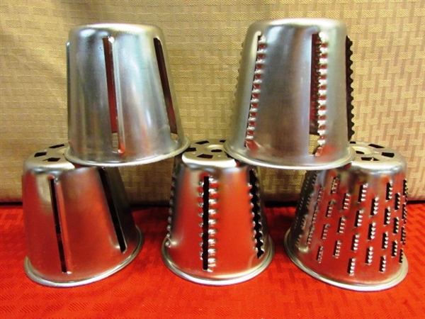 VINTAGE STAINLESS STEEL BRENNER KING KUTTER FOOD PROCESSOR WITH 6 CONES - VERY NICE!