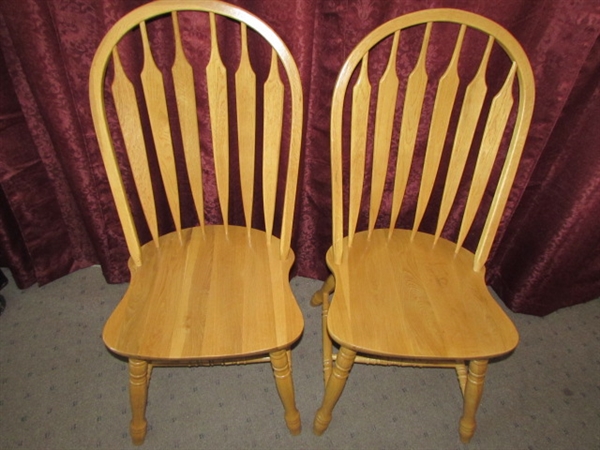 THIRD PAIR OF OAK ARROW BACK DINING CHAIRS 