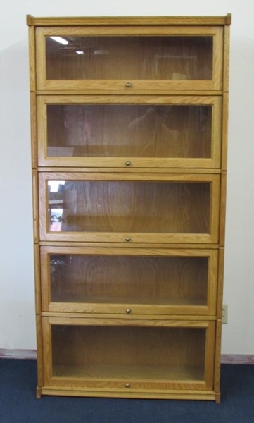 ATTRACTIVE FIVE SHELF LAWYERS CABINET GREAT FOR BOOKS, KNICK KNACKS OR ? ? ?