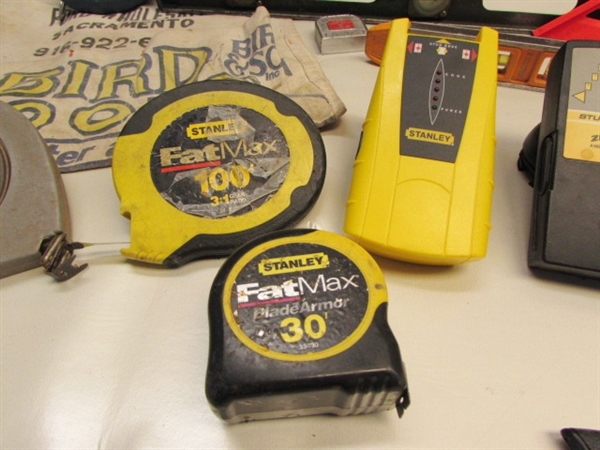 TAPES, LEVELS, STUD FINDER & MORE - INCLUDES STANLEY, POWERCRAFT, US MADE & . . . 
