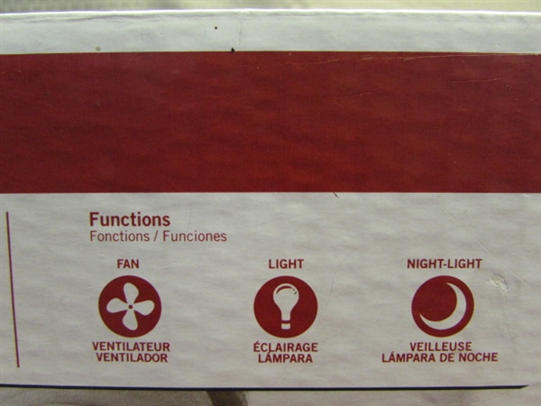 NEW IN BOX NUTONE VENTILATION FAN WITH LIGHT & NIGHT LIGHT