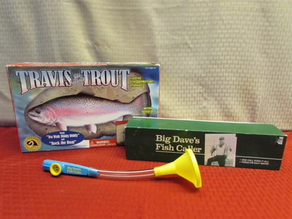 GUARANTEED TO CATCH THE BIGGEST FISH!  BIG DAVE'S FISH CALLER & TRAVIS THE SINGING TROUT