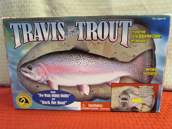 GUARANTEED TO CATCH THE BIGGEST FISH!  BIG DAVE'S FISH CALLER & TRAVIS THE SINGING TROUT