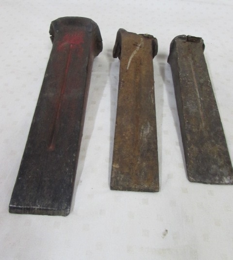 LOGGERS AND CUTTERS TOOL. THREE WOOD SPLITTING WEDGES