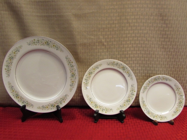 LARGE SET OF VERY PRETTY IRENE ROYAL GALLERY FINE CHINA- SERVICE FOR 8 PLUS EXTRAS!