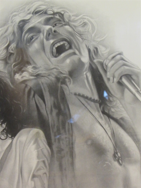 WHOLE LOTTA LOVE FOR ZEPPELIN?  ORIGINAL FRAMED ART FEATURING JIMMY PAGE & ROBERT PLANT SIGNED BY ARTIST