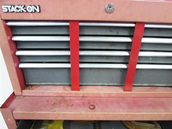 RED STACK-ON ROLLING TOOLBOX WITH TOOLS