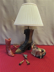 KICK IT UP A NOTCH WITH THIS COWGIRL BOOT LAMP, BOOT CANDLE, BOLO TIE & MORE