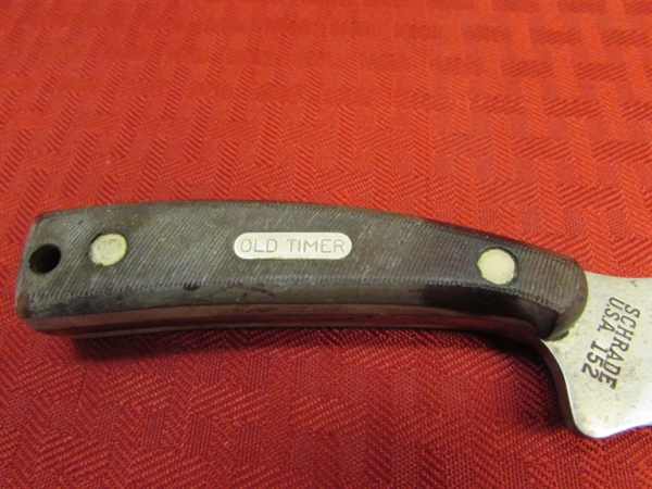 VINTAGE SCHRADE OLD TIMER HUNTING KNIFE WITH LEATHER SHEATH