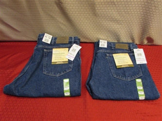 TWO PAIR OF CABELAS ROUGHNECK RELAXED FIT MENS JEANS - TAGS STILL ATTACHED SIZE 38 X 30