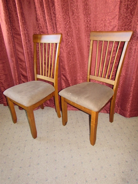 TWO ASHLEY FURNITURE SIDE CHAIRS WITH UPHOLSTERED SEATS 