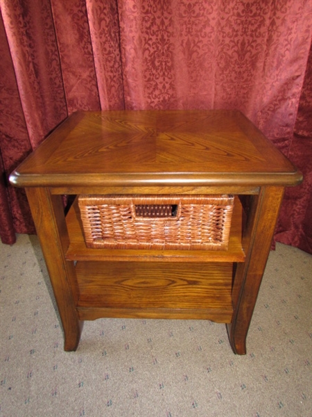 BEAUTIFUL LIKE NEW SIDE TABLE WITH BASKET STORAGE