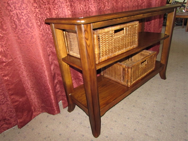 LOVELY MATCHING SOFA TABLE WITH BASKET STORAGE