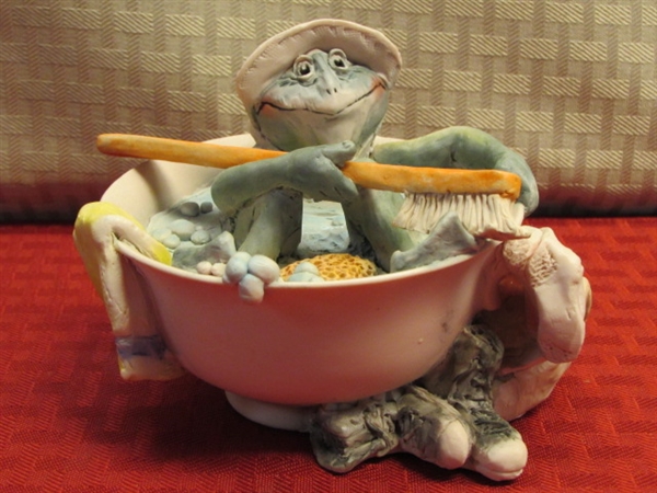 TWO COLLECTIBLE TILLIE THE FROG FIGURINES 