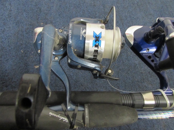 TWO SHAKESPEARE FISHING RODS AND REELS