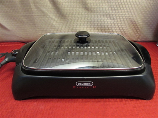 NOT BBQ WEATHER?  DO IT INDOORS!  NEW/LIKE NEW DELONGHI PERFECTO INDOOR GRILL 