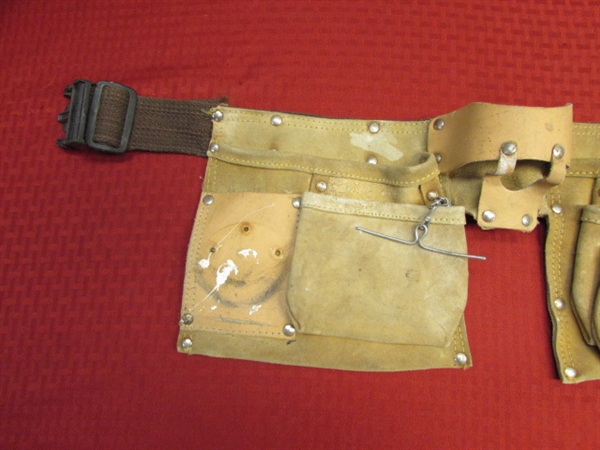 LEATHER CARPENTERS TOOL BELT WITH TOOLS