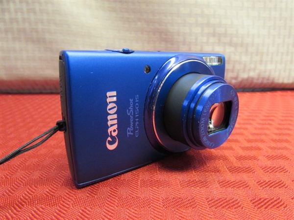 FABULOUS BRILLIANT BLUE CANON POWER SHOT ELPH 150 IS DIGITAL CAMERA WITH CHARGER