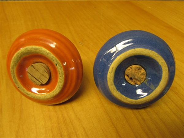 VINTAGE BAUER POTTERY SALT & PEPPER SHAKERS WITH RING DESIGN