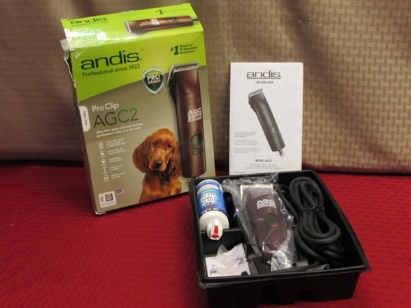 HIGH QUALITY NEW IN BOX ANDIS PRO CLIP PET CLIPPERS, VARIOUS BRUSHES & NAIL CLIPPERS FOR YOUR PET