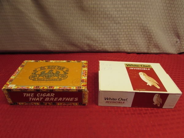 TEN VINTAGE CIGAR BOXES - GREAT FOR STORAGE