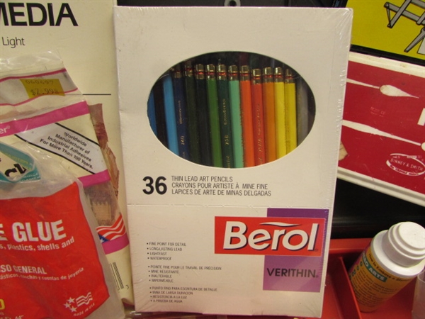 AWESOME ART SUPPLIES-WATERCOLOR PAINTS, PAPER, BRUSHES, DRAWING PAD, EASEL, NEW ART PENCILS, BOOKS, ART BOX & MORE!!!