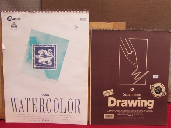 AWESOME ART SUPPLIES-WATERCOLOR PAINTS, PAPER, BRUSHES, DRAWING PAD, EASEL, NEW ART PENCILS, BOOKS, ART BOX & MORE!!!