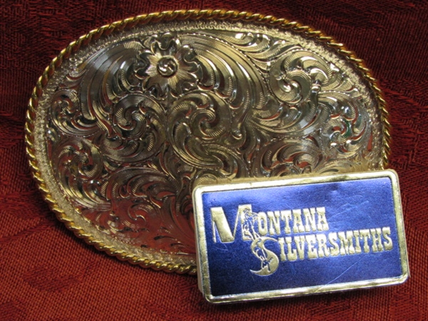 BEAUTIFUL NEW! MONTANA SILVERSMITHS SILVER PLATE BELT BUCKLE TAGS STILL ATTACHED