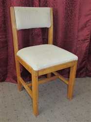 STURDY OAK SIDE CHAIR WITH PLUSH UPHOLSTERED SEAT & BACK REST #3