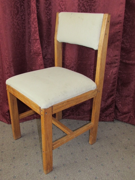 STURDY OAK SIDE CHAIR WITH PLUSH UPHOLSTERED SEAT & BACK REST #3
