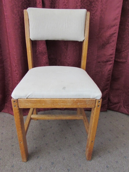 STURDY OAK SIDE CHAIR WITH PLUSH UPHOLSTERED SEAT & BACK REST #4