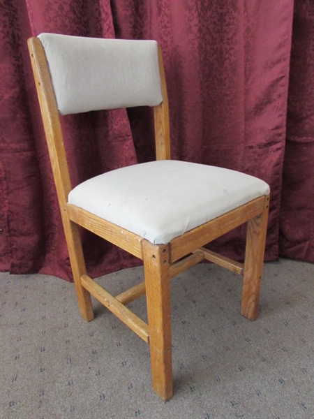 STURDY OAK SIDE CHAIR WITH PLUSH UPHOLSTERED SEAT & BACK REST #4
