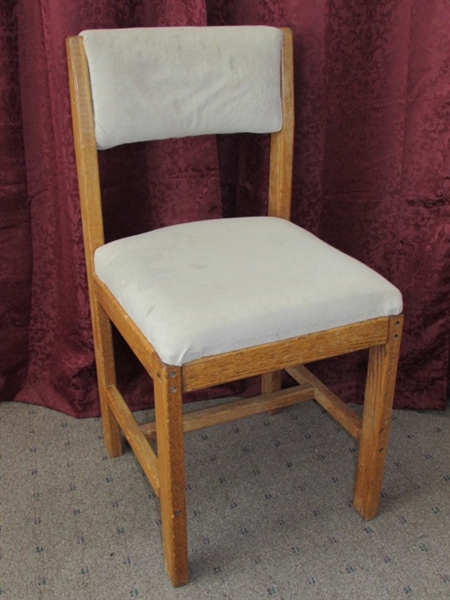STURDY OAK SIDE CHAIR WITH PLUSH UPHOLSTERED SEAT & BACK REST #5