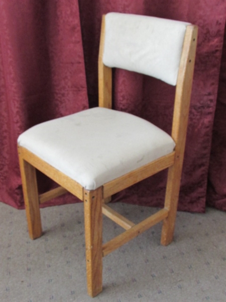 STURDY OAK SIDE CHAIR WITH PLUSH UPHOLSTERED SEAT & BACK REST #5
