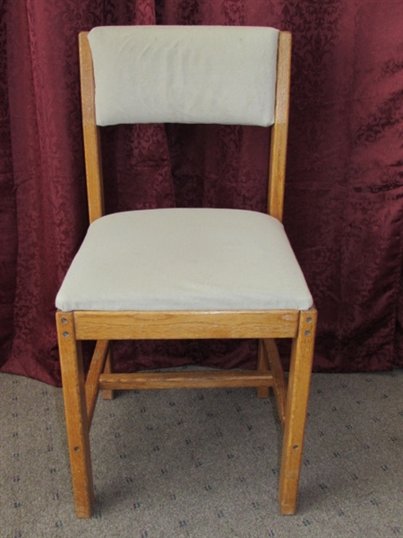 STURDY OAK SIDE CHAIR WITH PLUSH UPHOLSTERED SEAT & BACK REST #6