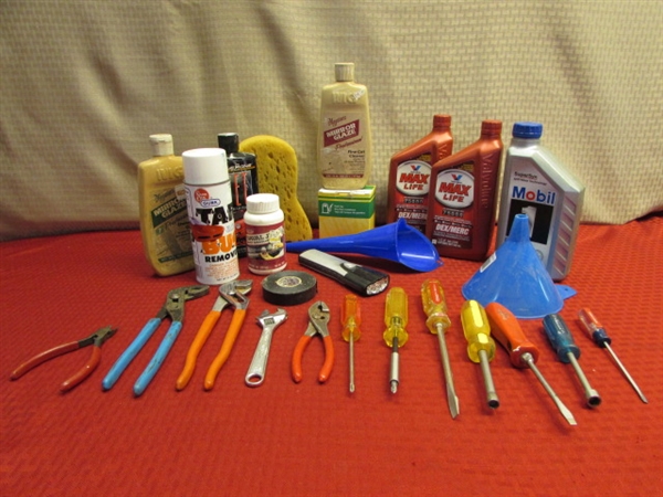 MUST HAVES FOR YOUR RIDE - TRANSMISSION FLUID, FUNNELS, FUEL CAP, CAR POLISH, MIRROR GLAZE TOOLS, FLASHLIGHT & MORE