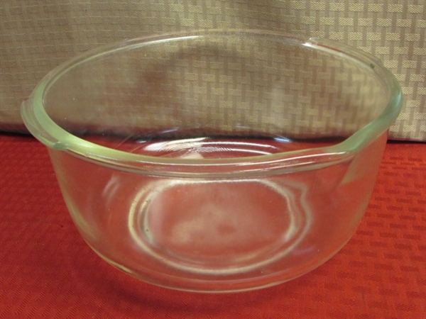 START PRACTICING FOR YOUR HOLIDAY BAKING!  GLASS MIXING BOWLS, PYREX PIE PLATES & MORE