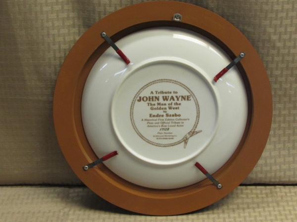 THE DUKE!  FRAMED HISTORICAL FIRST EDITION COLLECTOR'S PLATE-AN OFFICIAL TRIBUTE TO JOHN WAYNE