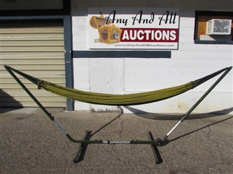 HAMMOCK STAND WITH LA SIESTA HAMMOCK-ITS ON WHEELS SO ITS EASY TO MOVE