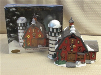DONT FORGET ABOUT THE BARN-LIMITED EDITION PORCELAIN HEARTLAND VALLEY VILLAGE LIGHTED CHRISTMAS BARN