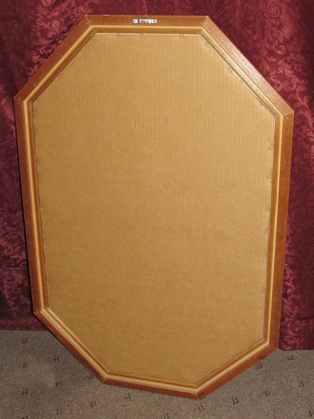 VERY PRETTY MIRROR WITH WOOD FRAME & FROSTED FLORAL DETAILS