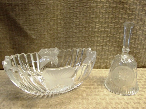 CARVED WOOD LETTER RACK & HAT RACK, COLLECTIBLE DEPRESSION GLASS SCOTTIE DOG CREAMER & HORSE DRAWN CART DISH & . . . 